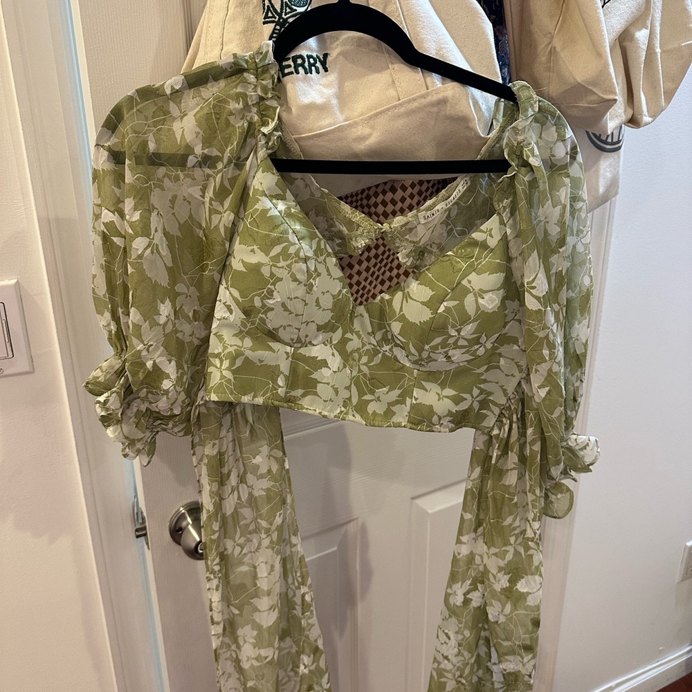 Green Floral Blouse